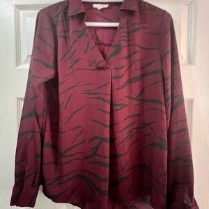 Maurices Burgundy and Black Zebra Print Blouse